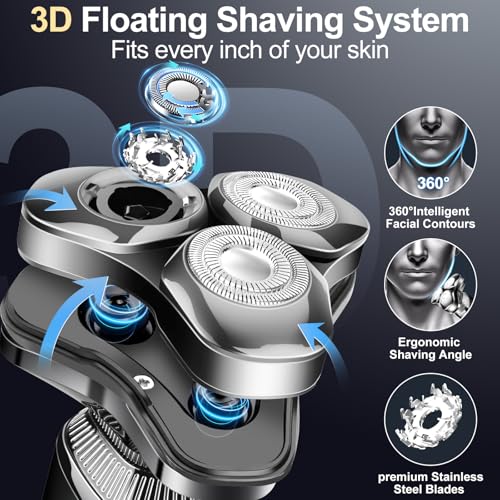 Electric Razor for Men,Upgrade Men¡¯s Electric Shavers Rotary LED Display/Waterproof/Rechargeable, Shaver for Men Cordless Floating Head