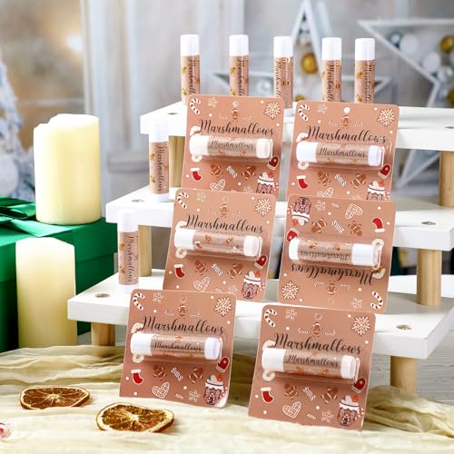 24 Pcs Christmas Hot Cocoa Lip Balms Bulk Christmas Party Stocking Stuffers Hot Chocolate Flavor Coffee Gift Supplies for Travel Lipstick Winter Birthday Party Favors