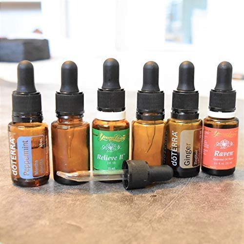 Essential Oil Dropper Tops for 15ml Bottles ? 6?Pack Bent Glass & Rubber Bulbs ? Fits Standard Boston Round (18/415) ? Leak?Proof, Reusable, Perfect for Thicker Oils & DIY Use