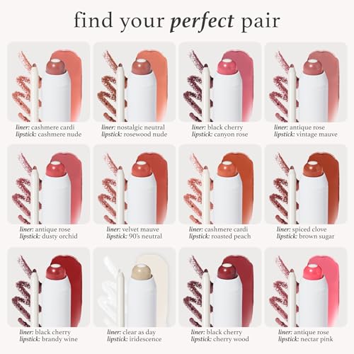 Julep The Perfect Pair 2pc Set: It's Balm Tinted Lip Balm, Iridescence and With a Trace Retractable Creamy Long-Lasting Lip Liner, Antique Rose