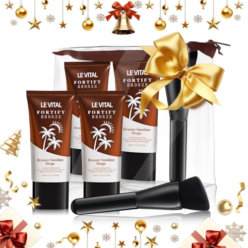 Le Vital Instant Bronzing Gel for Face & Body ? Water-Resistant, Transfer-Resistant Body Bronzer with Vitamin E & Avocado Oil ? Self-Tan Effect, Includes Applicator Brush ? Pack of 2 (1.7oz Each)