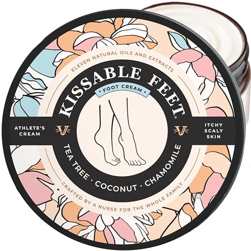 Kissable Feet, Athletes Foot Cream ? Cream for Itchy, Dry Skin ? Tea Tree, Coconut & Chamomile ? Crafted for the Whole Family, No Sting ? 3.5 oz