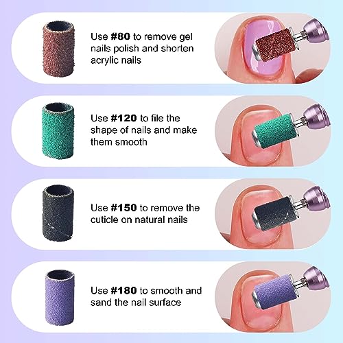Electric Nail Drill PRO+ HEBECA 240pcs Sanding Bands, 80# 120# 150# 180#