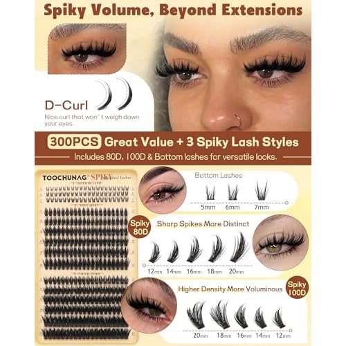 Lash Clusters Kit Manga Eyelash Clusters 300pcs DIY Lash Extension Kit with Bottom Lashes 12-20mm Anime Cluster Lashes Volume Fairy Eyelash Extensions Kit with Bond,Seal,Tweezers by TOOCHUNAG