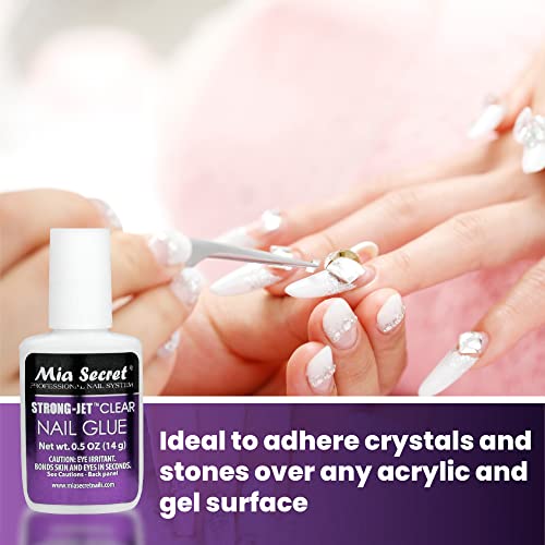 Mia Secret Strong-Jet Brush On Clear Nail Glue 335 - Ideal to adhere Crystals Over Any Acrylic and Gel Surface