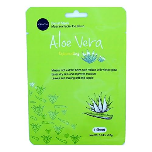 Celavi Essence Facial Mask Paper Sheet Korea Skin Care Moisturizing 24 Pack (Aloe Vera)