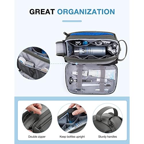 BAGSMART Toiletry Bag for Men, Large Travel Toiletry Organizer, Dopp Kit Water-resistant Shaving Bag for Toiletries Accessories - Grey