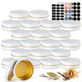 Aluminum 2oz Tins with Lids (48 Pack), Empty Salve Tins Round Tin with Lids, Metal Containers for Salve, Homemade Balm, DIY Lotion Bars & Travel Storage - Recyclable, Durable (White and Gold)