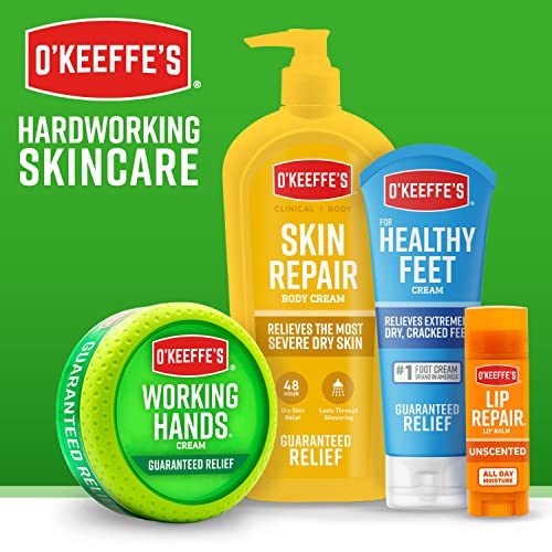 O'Keeffe's for Healthy Feet Foot Cream; Guaranteed Relief for Extremely Dry; Cracked Feet; Instantly Boosts Moisture Levels; 3.2 Ounce Jar; (Pack of 4)