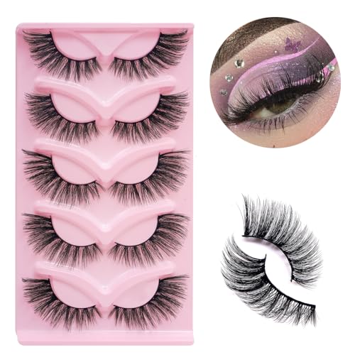 False Eyelashes Dramatic Look Volume Wispy 20mm Long Lashes Extensions 3D Fluffy Fake Eyelashes Strip Lash Fox Cat Eye Eyelashes Fairy Manga Makeup 5 Pairs By Maymeet (DM-A0528)
