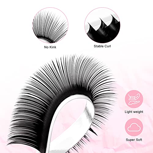 TDANCE Classic Lash Extensions Flat Lashes Eyelash Extensions 0.2mm C Curl Ellipse Eyelash Extensions 12mm Mixed Black Matte Individual Lashes Salon Use(Flat,C-0.2,12mm)