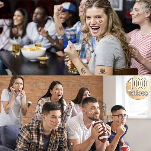 Football Temporary Tattoos | 100 Game Day Temporary Tattoos | Football Party Tattoos | Big Game Party Props | Football Party Decorations | Football Characters, Slogans and More Party Tattoos | BASHOUT