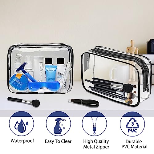 16 Pieces Clear Makeup Bags Bulk, TSA Approved Toiletry Bag for Travel, PVC Waterproof Travel Small Pouches Clear Pouch with Zipper for Men and Women Carry-on Travel Essentials Cosmetic Bags (Black)