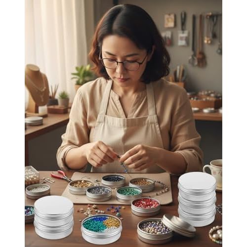 Aluminum Tin Jar, 30 Pack 4oz Metal Round Tins Salve Containers Lip Balm Tin, Aluminum Round Cans With Lid For Crafts, Food Storage, Diy (Silver)
