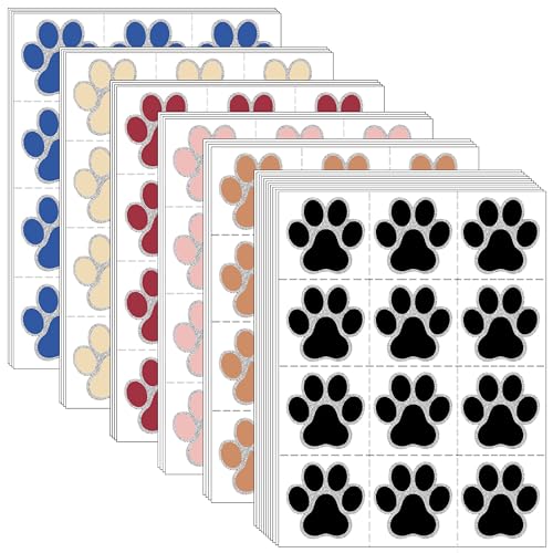 Glitter Paw Temporary Tattoos ? 360 Pre?Cut Paw Prints (30 Sheets), 6 Colors w/Silver Outline ? Party & Event Favors, Cheer & Pet Activities