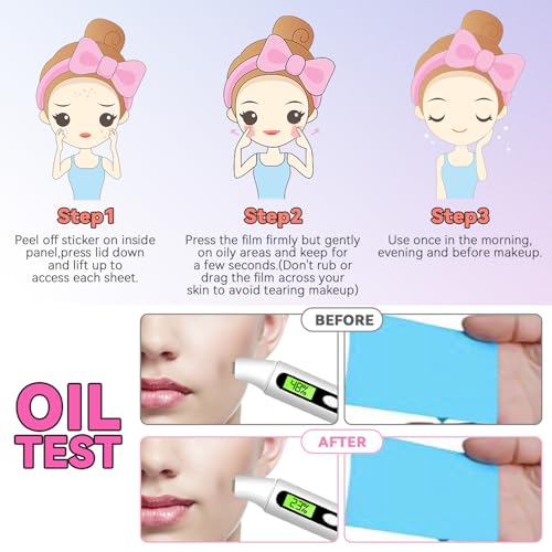 3 Packs Oil Blotting Sheets for Face (150 Sheets) - Oil Absorbing Blotting Papers for Oily Skin, Makeup-Friendly & Portable Oil Wipes