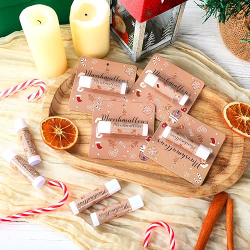 24 Pcs Christmas Hot Cocoa Lip Balms Bulk Christmas Party Stocking Stuffers Hot Chocolate Flavor Coffee Gift Supplies for Travel Lipstick Winter Birthday Party Favors
