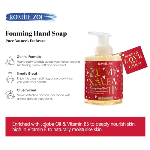 ROMIIE ZOI Foaming Hand Soap for Valentine's Gift Basket- Be My Valentine - Infused with Romantic Rose Aroma - 500 ML / 16.8 FL OZ