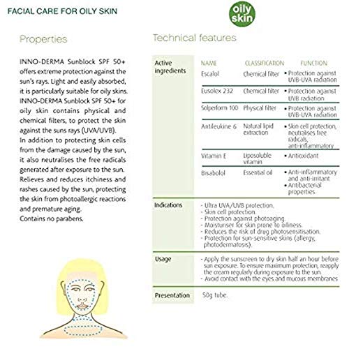 Inno-Derma Sun Defense Sunblock UVP 50+ Oily/Combination Skin-New Presentation