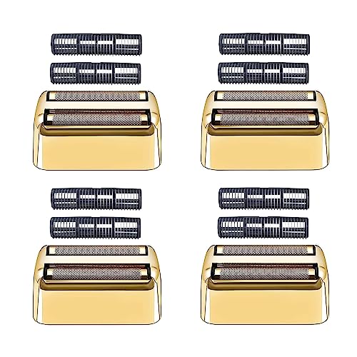 Replacement Foil and Cutters Compatible with BaBylissPRO Double Foil Shaver, Replacement Foil Compatible with BaBylissPRO FXFS2 Shaver, 4 counts (Gold)