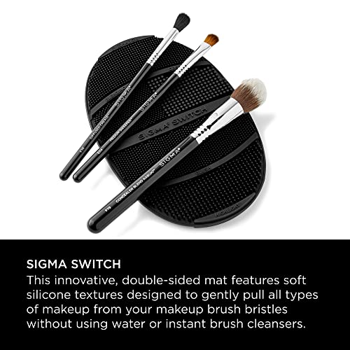 Sigma Beauty Makeup Brush Cleaning Bundle - Switch & Palmat, Black Synthetic Bristles, Plastic Handle & Case, Travel-Friendly