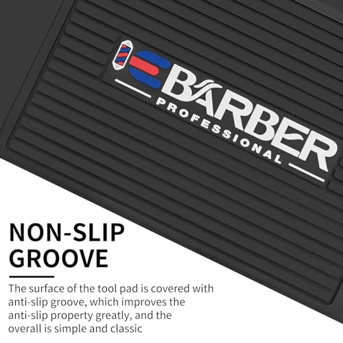 Magnetic Barber Mat for Station Barber Organizer Mat for Clipper Salon Station Tools with 4 Slots for Clippers Salon Barbershop Work Station Pads Anti Slip(4 Slots)