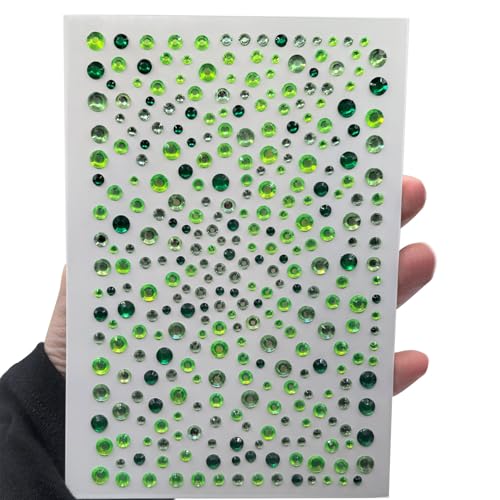 500pcs St. Patrick's Day Face Gems - Green Rhinestones for Face, Body, Nails | Self-Adhesive Sparkly Shamrock Jewels for Makeup,St. Patrick¡¯s Day Party Decorations, DIY Crafts Supplies