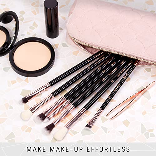Nir? Eye Brush Set - Award Winning Eye Makeup Brushes for Eyes and Brows Including Eye Shadow Brush Set, Eyebrow Brush and Tweezers Rose Gold