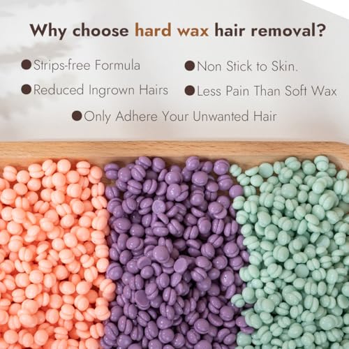 3lb Hard Wax Beads Kit for Hair Removal - WAX ON, HAIR GONE! Wax Beans for Women Men, At Home Brazillian Wax for Coarse Hair, Face, Legs, Arms, All Over Body
