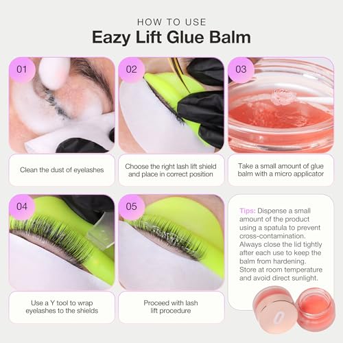 Curacoro Eazy Lash Lift Glue Balm 15g (Rose Scent), Nourishing Lash Lift Adhesive for Eyelash Curling & Lamination | Hydrating, Long-Lasting Lash Lift Balm
