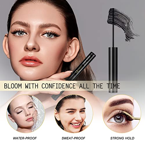 QUEWEL Cluster Lashes 72 Pcs Wide Stem Individual Lashes C/D Curl 8-16mm Length + Lash Bond, Black Cluster Eyelash Glue For DIY Eyelash Extensions