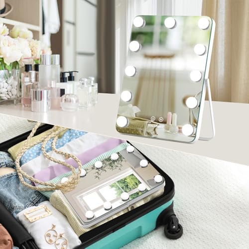 Vanity Mirror with Lights, Rechargeable Makeup Mirror, 14.6" Lighted Makeup Mirror for Dressing Room & Bedroom£¬Memory Function