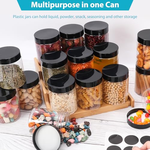 Betrome 8 oz Clear Plastic Round Jars with Black Lids, 40pcs 8oz 250ml Leak-Proof Wide-Mouth Cosmetic Storage Containers for Slime, Kitchen Use, Beauty Products, Cream, Scrubs, Bath Salt and More