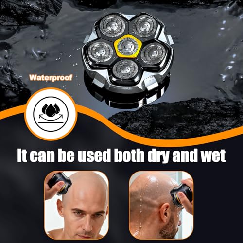 Magnetic 6 Head Shaver Replacement Heads for 6D Magnetic Electric Shaver Razor Universal Shaver Replacement Head for Bald Men and Face (Black(3PACK))