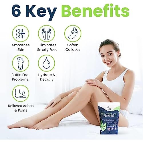 Tea Tree Oil & Soothing Lavender Foot Soak with Epsom Salt - Best Toenail Treatment & Softens Calluses & Toe Nail Repair Solution