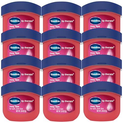 Vaseline Lip Therapy Rosy Lips Mini 12-Pack ? Rose-Tinted Lip Balm, Moisturizer for Soft, Pink Lips, 0.25 Oz Ea