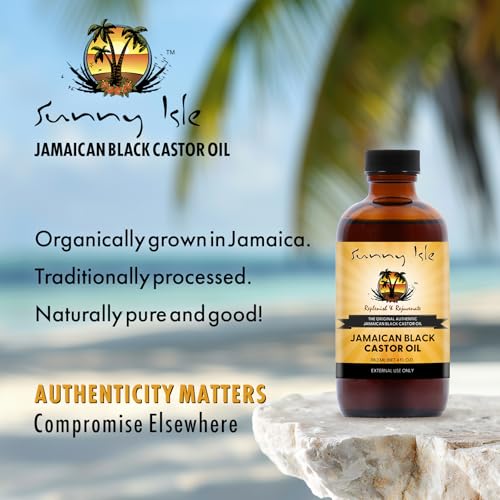 Sunny Isle Jamaican Black Castor Oil 4 Fl Oz - 100% Natural, Hexane Free, Moisturizing - Hair, Scalp and Skin