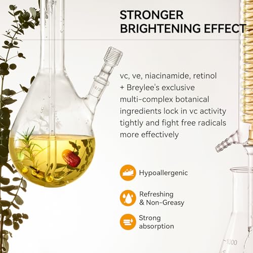 BREYLEE Vitamin C Serum for Face & Eye (1.4 oz) for Brightening Skin,Dark Spot Remover,Reduce Wrinkle,Anti Aging,Moisturizer with Hyaluronic Acid,Vitamin E,Retinol