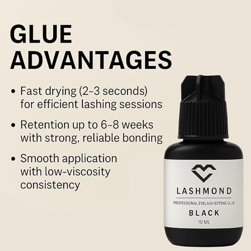 Eyelash Extension Glue & Primer Set ? Professional Black Lash Adhesive (10ml, 2-3s Drying, 6-8 Weeks Retention) + Lash Primer (15ml) for Lash Artists & Beginners