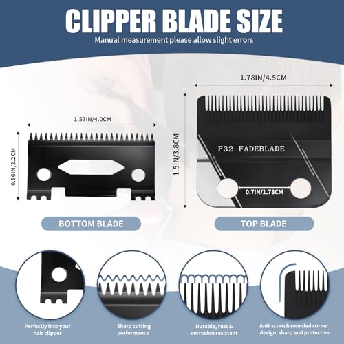 F32 Professional Fadeout Blade, High Precision Zero Adjustable Replacement Blades,Compatible with Wahl 5 Star Vapor Clipper (2 Packs)
