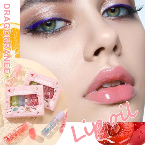 Dulele 6PCS Roll On Lip Gloss Set, Fruity Flavors Rolling Ball Lip Oil, No-Sticky Gloss Lip Balm Lip Care for Dry and Chapped Lips