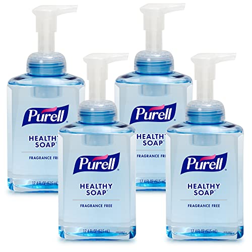 PURELL Brand HEALTHY SOAP Gentle & Free Foam, Fragrance-Free, 17.4 fl oz Hand Soap Table Top Pump Bottle (Pack of 4) - 5016-04