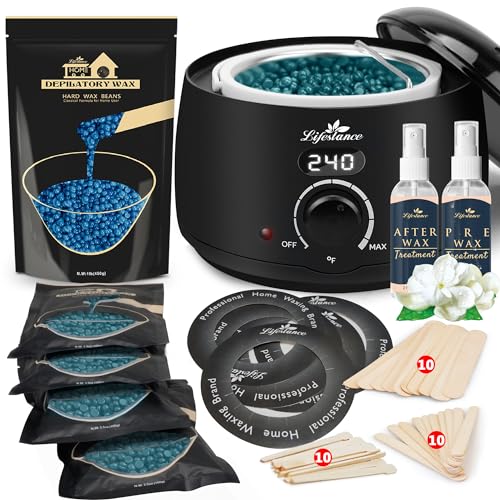 Lifestance L2 Digital Wax Warmer Hair Removal Kit + 1LB Chamomile Wax Beads