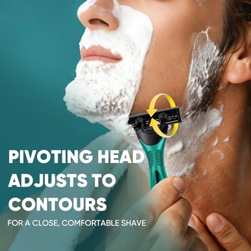 50 count Disposable Razors for Men,3-Blade Razors,Bulk Stainless Steel Shavers with Lubricating Strip for Shaving Sensitive Skin