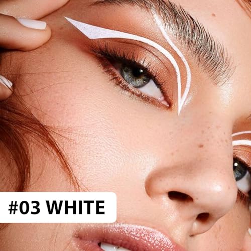 evpct 1Pcs White Waterproof Colored Eyeliner Liquid Eye Liner Set Long Lasiting Ultra-fine Speed Dry Colorful Liquid Eyeliner