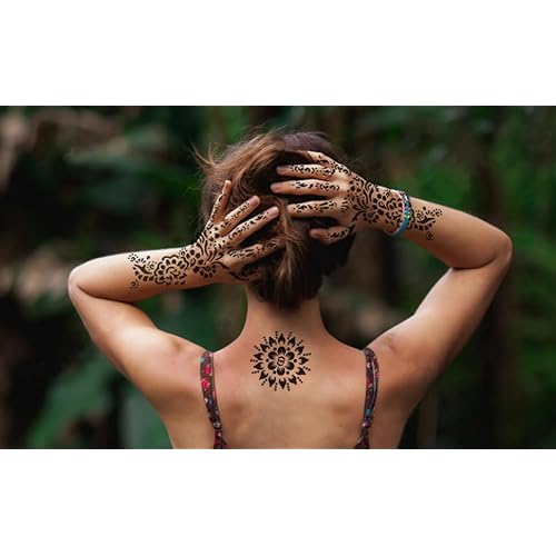 Henna tattoo kit,Indian Temporary Tattoo Stencils Glitter Airbrushing Diy Henna Tattoo Stencils Henna Body Art Templates, Hands Feet Leg Arm Tattoo Stickers
