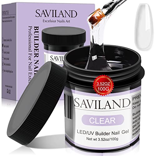 Saviland Builder Nail Gel Set Clear Nude Nail Strengthen Gel with 100G Large Capacity Clear Builder Nail Gel