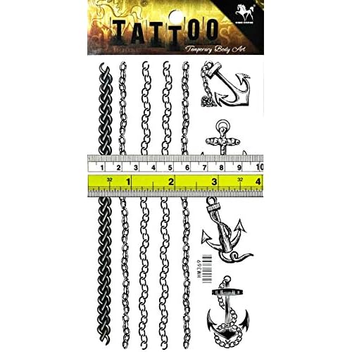 PARITA Tattoos Temporary Anchor Marine Sailor Naval Captain Ship Boat Chain Tattoo Fake Stickers Cartoon Tattoo Art Fashion Fantasy Fun Party Waterproof Removable for Kids Teens Adults (1 Sheet.) (11)