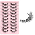 Cat Eye False Eyelashes ? Natural Look, Wispy & Lightweight Glue-On Lashes, Reusable Fake Eyelashes for Everyday & Party Makeup (10 Pairs)