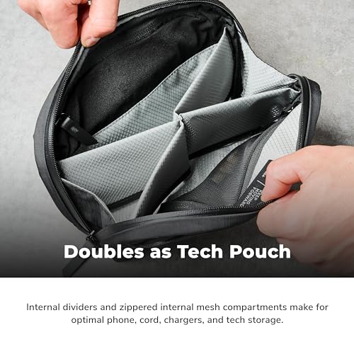 ALPAKA Toiletry Bag - Comes with a Shoulder and Wrist Strap- 2 Internal Dividers and 2 Mesh Pockets - Doubles as EDC Pouch - Optimally Sized Accordion-Style Toiletry Bag For Men